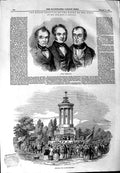 Original Old Antique Print 1844 Burns Festival Doon Principal View Monument