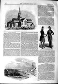 Original Old Antique Print 1844 Church Nottingham School Paris Berlin Germany
