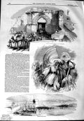 Original Old Antique Print 1844 Island Mogadore Battle Isly Gate Tangier Camels