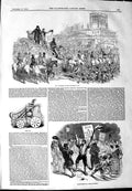 Original Old Antique Print 1844 Mr O'Connell Triumphal Car Dublin Ireland 19th