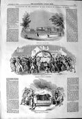 Original Old Antique Print 1844 Marquis Chandos Stowe Roasting Ox Buc Victorian