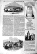 Original Old Antique Print 1844 Blair Athol Scotland Church Llanymyneck Darling