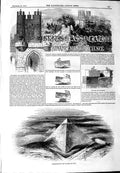 Old Antique Print 1844 View Building Pyramids Jizeh British Association 19th