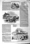 Original Old Antique Print 1844 Haswell Colliery Explosion Mining Rhode Island