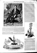 Original Old Antique Print 1844 King Louis Philippe France Gomer Ship Por 19th