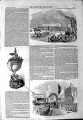 Original Old Antique Print 1844 King Louis Philippe Railway Station Boats 19th
