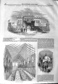 Original Old Antique Print 1844 Farewell Dinner Lord Ellenborough Calcutt 19th