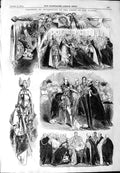 Original Old Antique Print 1844 Ceremony Investiture Order Garter Royalty 19th