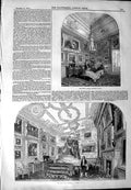 Original Old Antique Print 1844 King'S Closet Windsor Castle Bed Chamber 19th