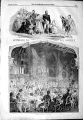 Original Old Antique Print 1844 Garter'S Banquet St. George'S Hall Royalty 19th