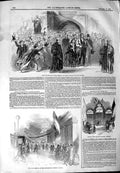 Original Old Antique Print 1844 King France Queen Victoria Eton College Railway