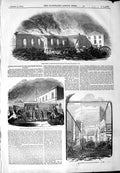 Original Old Antique Print 1844 Fire New-Cross Railway Station Octagon B 19th