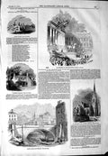 Original Old Antique Print 1844 Wellington Statue Church Pimlico Bridge Man 19th