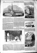 Old Antique Print 1844 Almshouses Northfleet Bourse Antwerp War Weapons 19th
