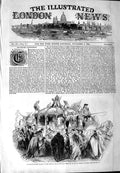 Original Old Antique Print 1844 Procession Queen City Sword Temple Bar Exchange