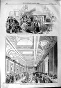 Old Antique Print 1844 Queen Royal Exchange Lloyd'S Commercial Room Ball 19th
