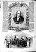 Original Old Antique Print 1844 Portrait Michael Gibbs Lord Mayor Jewel Bl 19th