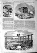 Original Old Antique Print 1844 Bonner'S Hall Birkenhead Docks Lower-House Mill