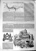 Old Antique Print 1844 Queen Market Place Northampton Map Rheingau Arch 19th