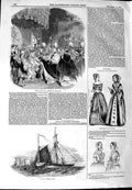 Original Old Antique Print 1844 Barking Fishing Boats Installation Knig 19th