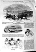 Original Old Antique Print 1844 London Brighton Railway Ouse Viaduct S Victorian