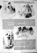 Original Old Antique Print 1844 Railway Passengers Train Tunnel Signal Man 19th