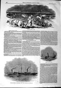 Original Old Antique Print 1844 American Prairie Fire Orwell Sylph Ships Gr 19th