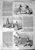 Original Old Antique Print 1844 Adelphi Theatre Haymarket Surrey Harlequin 19th