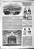 Old Antique Print 1844 Salle Ventador Theatre Paris Newcastle-Upon-Tyne 19th