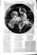 Original Old Antique Print 1845 Poem Illustration The Young Gardeners Fine Art