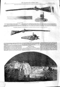 Old Antique Print 1845 Burford Panorama Naples Fowling Piece Albert Gun 19th