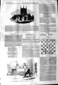 Original Old Antique Print 1845 Church Surbiton Kingston-On-Railway Theatre 19th