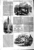Original Old Antique Print 1845 Arch Buckingham Lord Cobham Pillar Stowe 19th