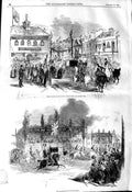 Original Old Antique Print 1845 Queen Buckingham Palace Presentation Mace 19th