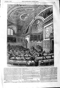Original Old Antique Print 1845 Interior French Chamber Peers Parliament 19th
