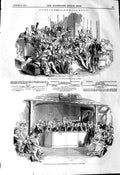 Original Old Antique Print 1845 Parliament Church Benches House Lords Commons