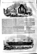 Old Antique Print 1845 Greyfriars Church Edinburgh Terrible Ship Frigate 19th