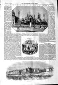 Original Old Antique Print 1845 Royal Pavilion Brighton Garden Sea Victorian