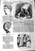 Old Antique Print 1845 Sadlers Wells Theatre Head Statue Victory Phidias 19th