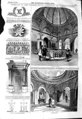 Old Antique Print 1845 Conservatory Club-House St. James Street Vestibule 19th