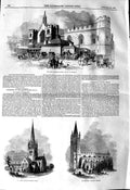 Original Old Antique Print 1845 Committee Rooms House Commons Church Exeter