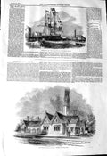 Original Old Antique Print 1845 Steam Frigate Dock Isle Wight Atmospheric 19th