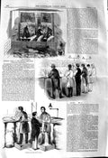 Original Old Antique Print 1845 General Post Office Bagging Receiving Victorian