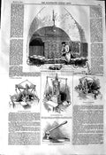 Original Old Antique Print 1845 Bullion Vault Bags Dollars Balance Sover 19th