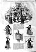 Old Antique Print 1845 Majesty Queen Christ Hospital Reader Bearer Bowl 19th