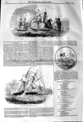 Original Old Antique Print 1845 Brigs Ships Daring Flying-Fish Fothergillia 19th