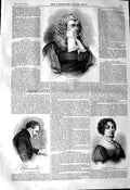 Original Old Antique Print 1845 Baron Parke Miss Linwood Professor Victorian