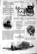 Original Old Antique Print 1845 Curricle Tribus Life Buoy New Boat Rowlock 19th
