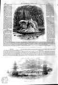 Old Antique Print 1845 Frozen Fountain Bowling Green New York Barbadoes 19th