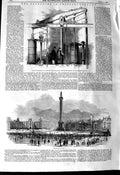 Original Old Antique Print 1845 Fountain Traflagar Square Pumping Engines 19th
